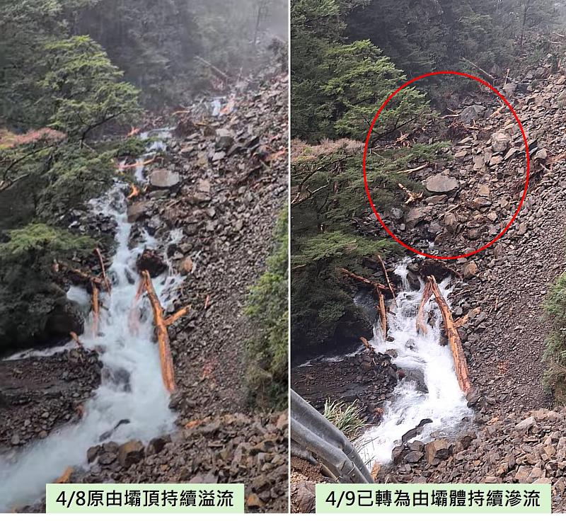 原由壩頂溢流轉為由壩體溢流。