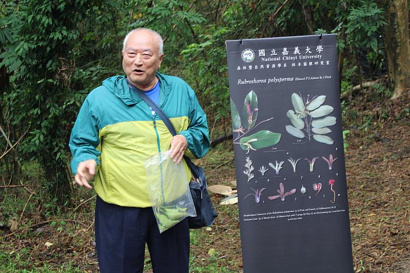 楊勝任老師向民眾說明登吉紅柳桉在台灣的前世今生。