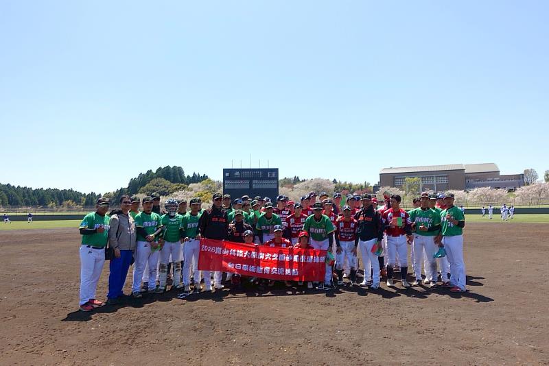崑山科大與日本獨立聯盟職業球隊火之國沙羅曼達(KPB Salamanders)進行友誼賽。