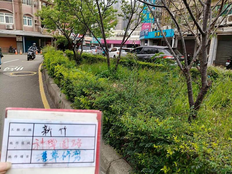 科學園路除草前後。