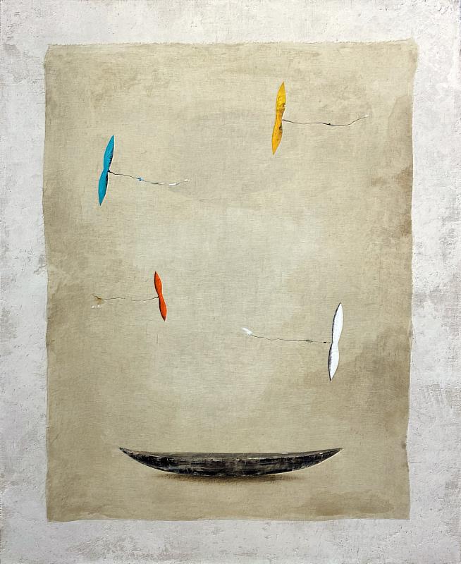 Bluerider ART_Josep Riera i Aragó_4 airplanes and boat_複合媒材、全麻畫布_122x100cm_2026