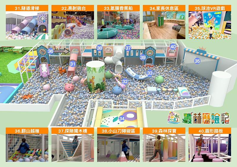 【夢幻百萬球池】 結合沉浸式 VR 投影作戰，搭配超長隧道溜滑梯，打造新竹最強的室內雨天備案。