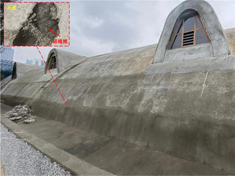 TitanForce™高強度防水砂漿：透過碳纖維將水泥緊密拉合增加水泥韌性，有效抑制裂紋產生。