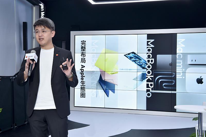 台灣大正式開賣Mac,成為全台首家建構完整Apple生態圈佈局的電信品牌。(圖為台灣大哥大個人用戶事業商務長林東閔)