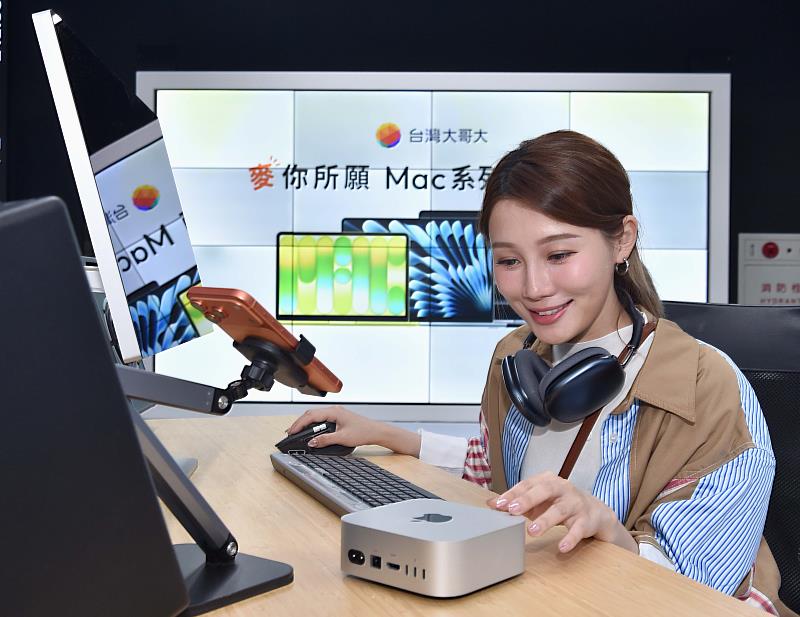 創作者可透過iPhone拍攝,搭配Mac mini打造零斷點創作流程。結合台灣大OP科技生活套裝與好速成双雙網優勢,讓創作靈感即刻實現、效率升級。