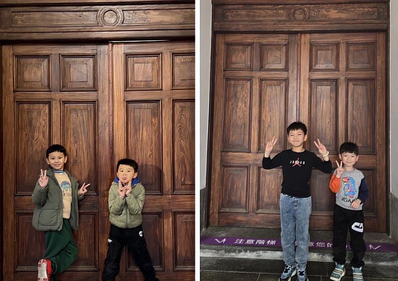學生在新竹市政府大廳(City Hall)找到大門上特殊的圖案
