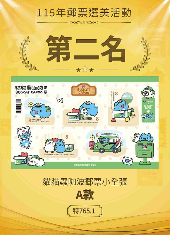 115年郵票選美－第2名（貓貓蟲咖波郵票小全張－A款） /中華郵政提供
