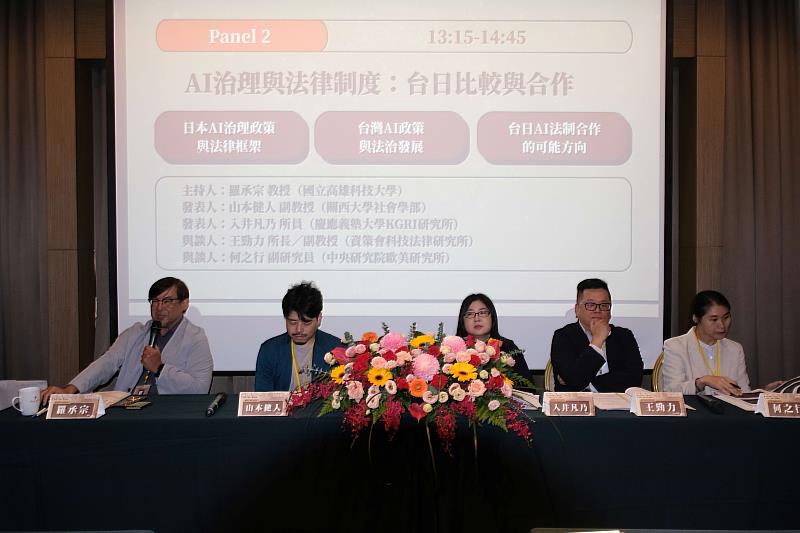 第2場次主題：「AI 治理與法律制度：台日比較與合作」。