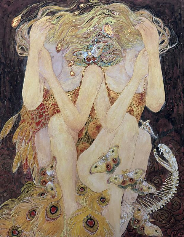 國立新竹生活美學館 璞玉發光 許雁 雙子no.2 紙本、礦物顏料、金箔 116.5x91cm 2025