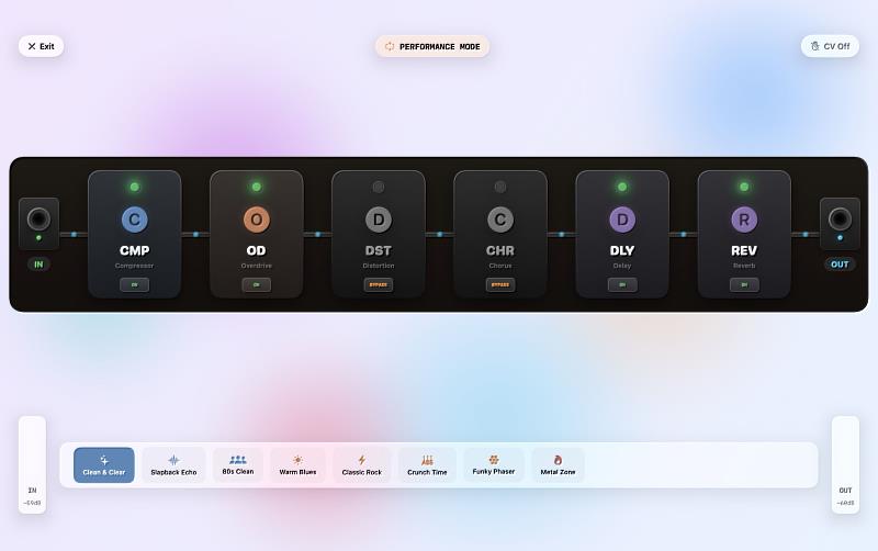 《RiffNode》APP支援效果器鏈概念，足以實際應用於音樂表演中。