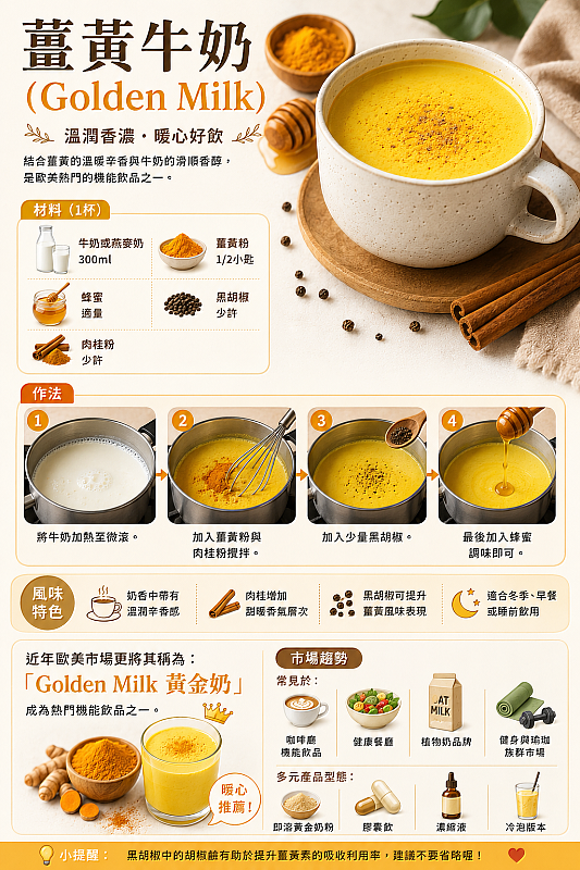 薑黃牛奶（黃金奶）製作方式
