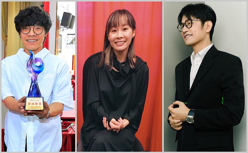 西班牙語文學系校友盧廣仲(左起)、中國文學學系校友鄭宜農、會計學系校友陳建騏皆入圍第37屆金曲獎。(圖/淡江大學提供)