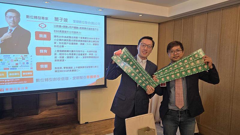 BNI菁鑽分會POWERTEAM組合:堂朝數位整合執行長簡子竣(左);吃喝玩樂整合行銷總經理林韋志(右)。#努力工作拼命玩 #吃喝玩樂找韋志