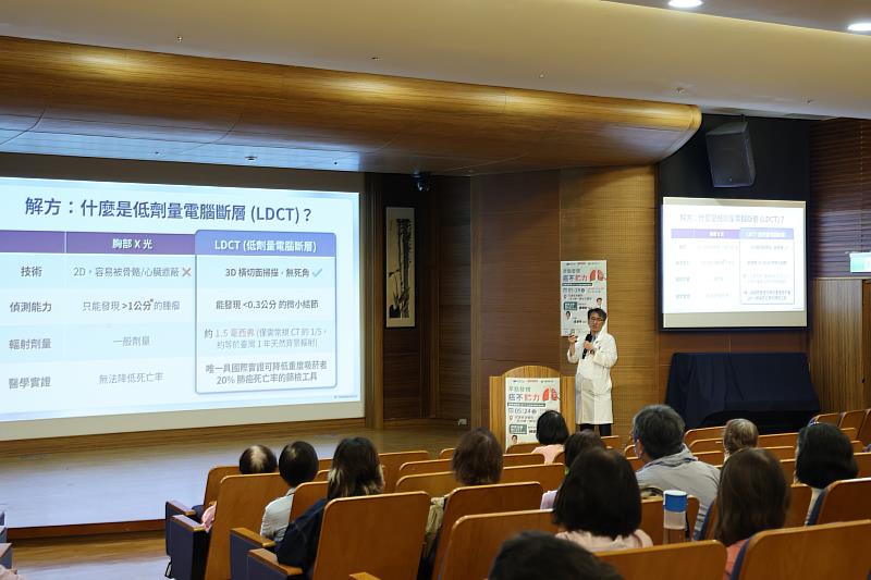 楊朝能醫師分享,低劑量電腦斷層(LDCT)能以更精細的影像觀察肺部,偵測微小肺結節,幫助醫師在症狀尚未出現前發現異常。