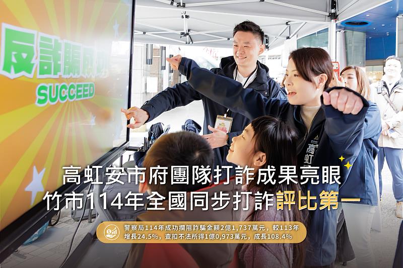高虹安市府團隊打詐成果亮眼  竹市114年全國同步打詐評比第一