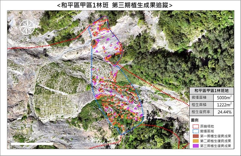 近年無人機植生復育成效（甲區1林班，113年）