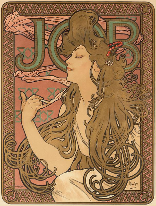 《JOB香煙》–粉色背景©Mucha Trust 2026