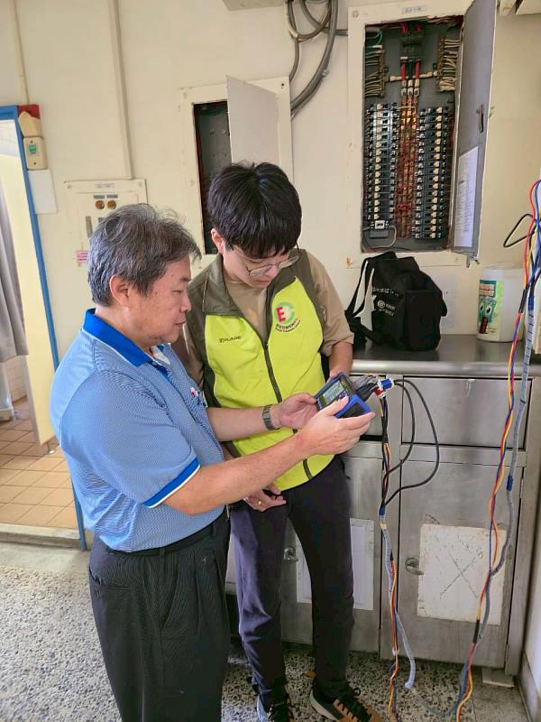 王瑋民教授負責訓練學生用電安全、用電特性分析、節電效益估算及檢測儀器操作。