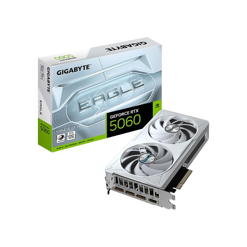 GIGABYTE GeForce RTX 5060 EAGLE OC ICE 8G顯示卡，搭配台灣大月租1,399元指定方案最低0元入手，支援高畫質遊戲、影音剪輯與AI創作需求。