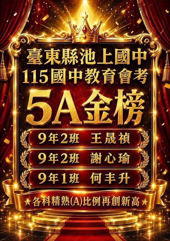 115年國中教育會考放榜！臺東38位學子獲5A以上