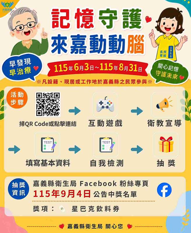 顧記憶拿好禮 嘉縣推失智線上互動活動