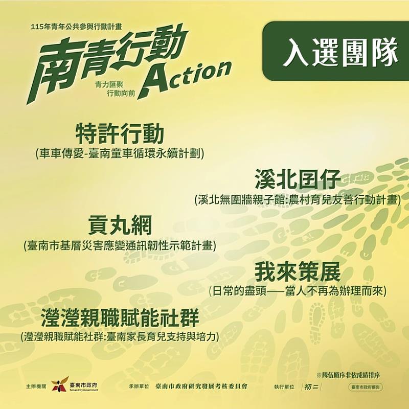南大陪伴青年從關心地方到付諸行動,3項提案入選臺南市「南青行動」,展現公共參與與地方實踐的創新能量。
