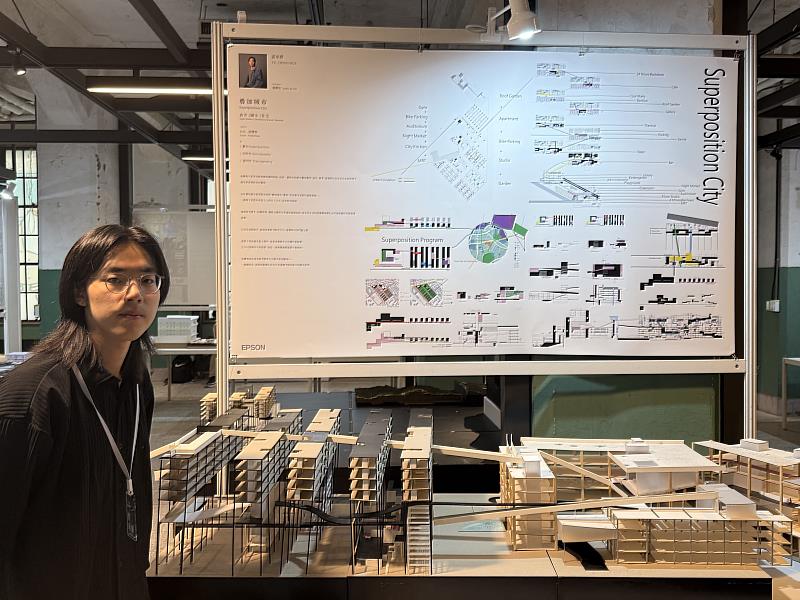 游承樺的畢業設計「疊加城市」,希望建築不再被視為孤立物件,而是承載都市生活運作的框架。