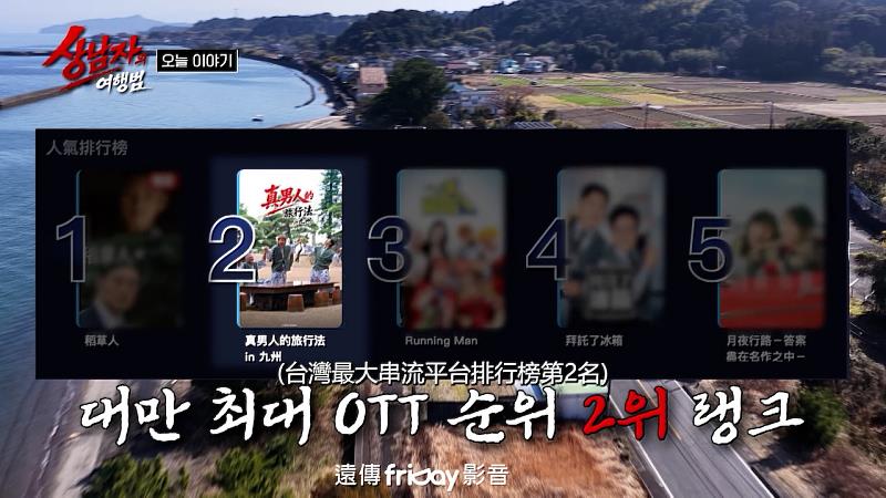 圖3、第1季《真男人的旅行法in九州》節目中公開遠傳friDay影音收視排行榜畫面。