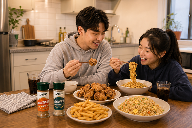 (圖片來源:AI)出國留學,必帶清單:小磨坊調味料成為記憶裡的家鄉味。