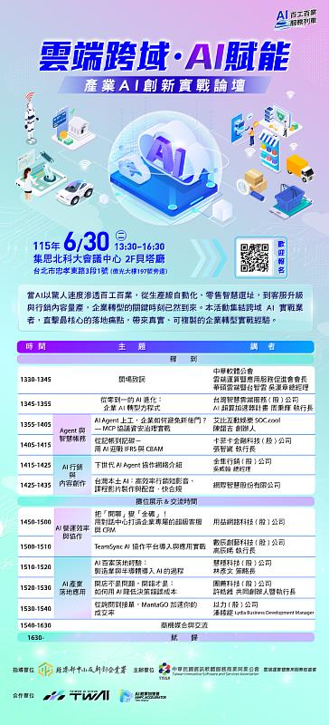 「雲端跨域・AI賦能：產業AI創新實戰論壇」活動資訊
