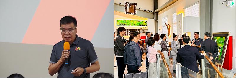 流亞科技陳暐仁董事長特別安排專題演講(左),並親自率團參訪化驗室設備、車間現場、智慧製造數據控制中心等廠區導覽(右)。