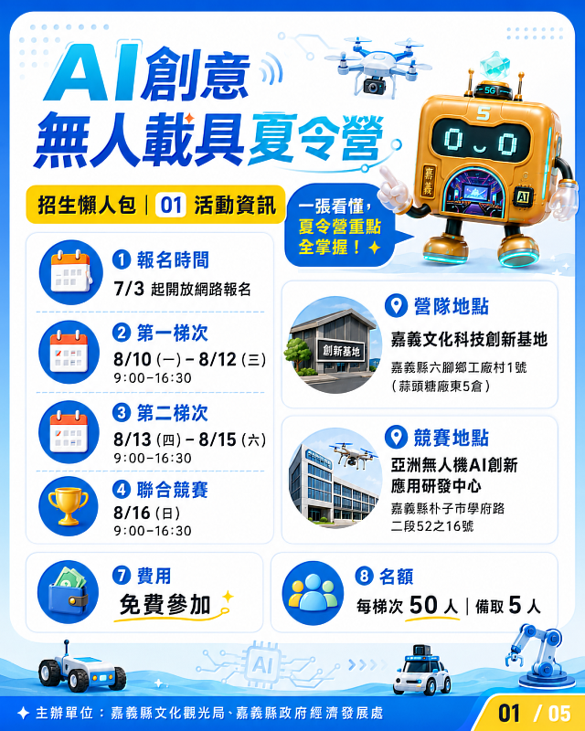 AI創意無人載具夏令營7月3日開放報名