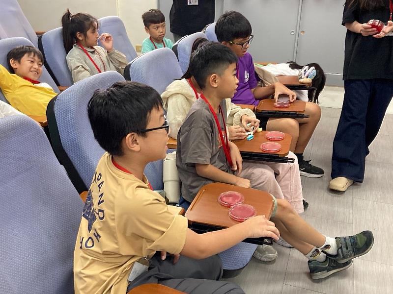 元培醫技系帶領虎林國小學童從培養皿開始認識醫學檢驗。