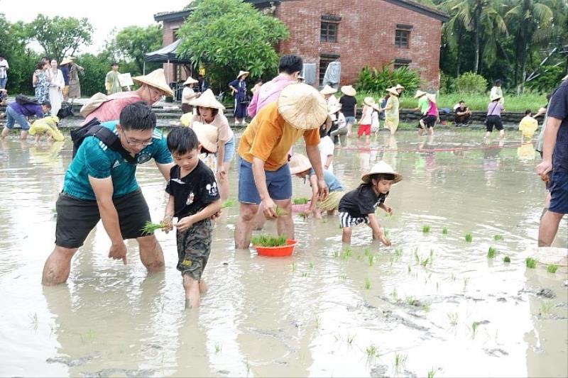 2026六堆園區農事學堂活動，民眾參與園區插秧。