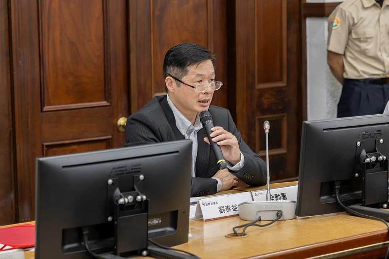 行政院動員會報副執行秘書劉泰益致詞。