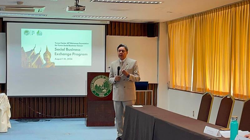 泰國亞洲理工學院尤努斯社會企業中心執行長Faiz Shah教授在開訓時特別歡迎來自台灣的青年學員。