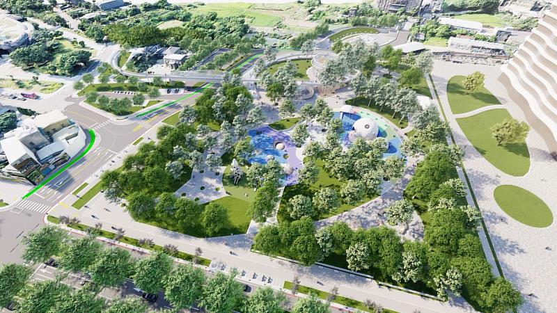 中油油庫市地重劃區星際探索主題共融式公園規劃圖。