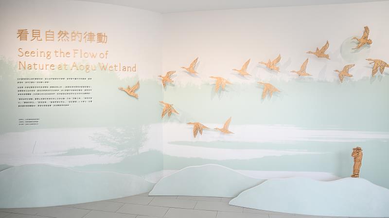活動首先安排鰲鼓濕地生態展示館解說員帶領學員參觀《看見自然的律動》常設展。