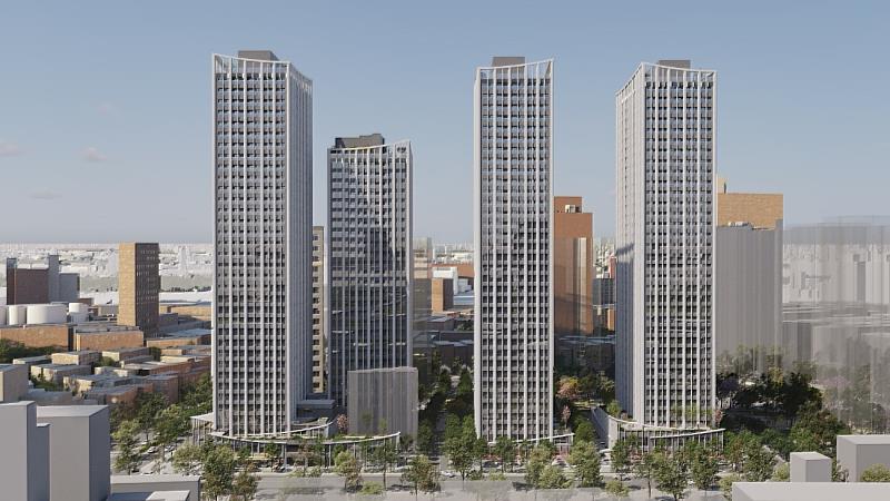 更新後規劃興建4棟28-35層建築示意圖。(最優申請人提供)