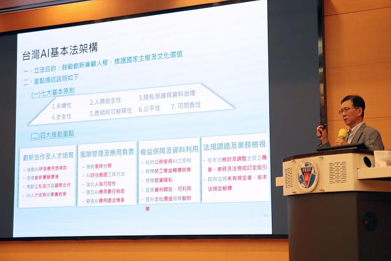 中央研究院特聘研究員黃彥男分享「AI風險治理」。