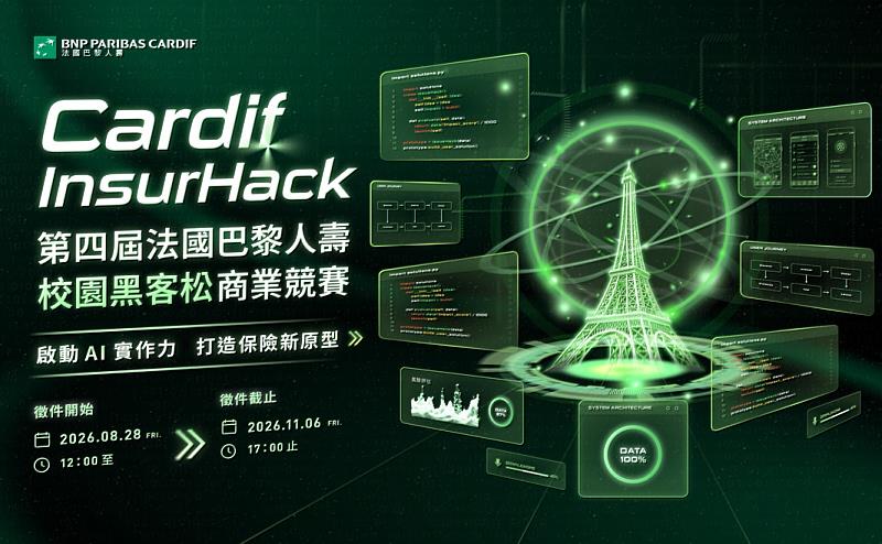 法國巴黎人壽第4屆Cardif InsurHack校園黑客松正式開跑！啟動AI實作力、打造保險新原型，號召全台大專院校學生挑戰真實保險場景。