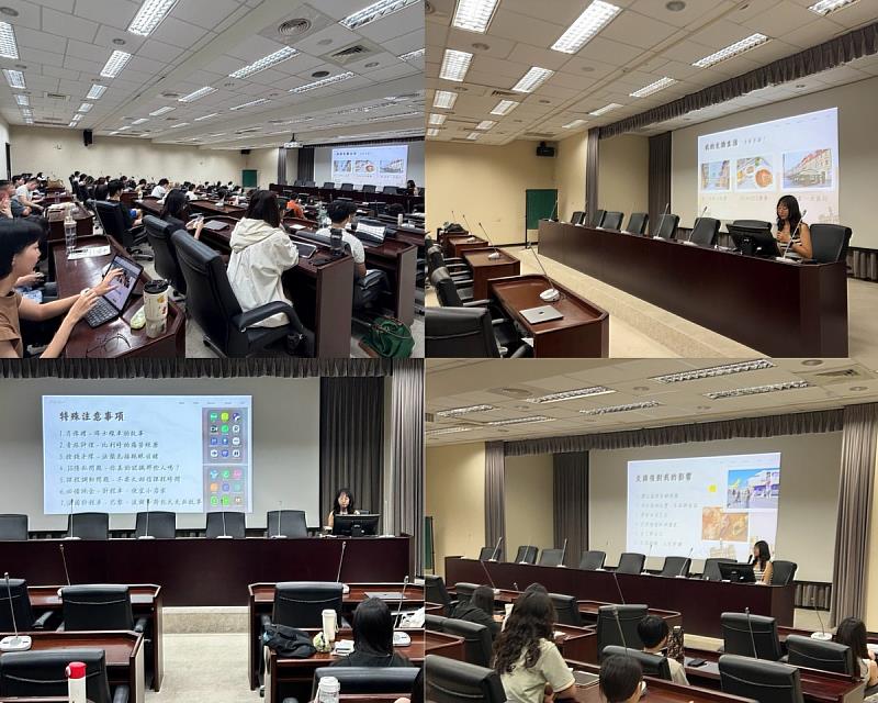 3.企業管理系鍾宜芳同學親臨現場傾囊相授，分享法國 Y SCHOOLS 交換一學期的學習體驗與生活心路歷程。