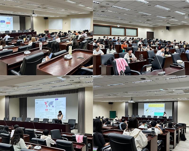 2.國際事務處同仁林心怡與羅鈺涵為現場同學詳細解說大陸與非大陸地區交換甄選作業及獎助方案。