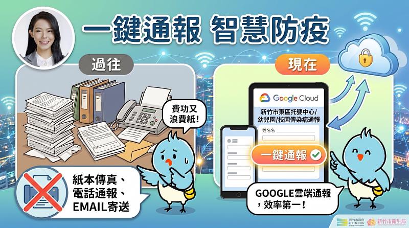 新竹市東區衛生所打造校園傳染病「雲端防疫網」。