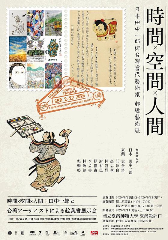 「時間x空間x人間:日本田中一郎與台灣當代藝術家郵遞藝術展」海報
