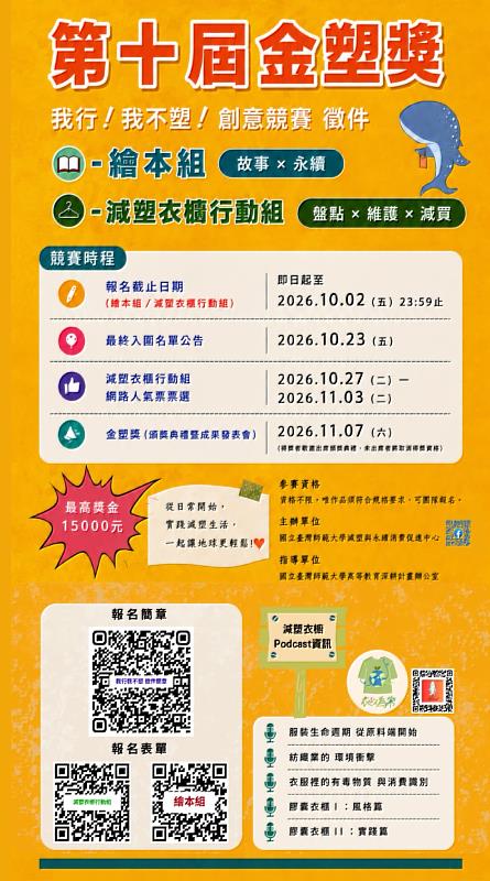 臺師大第10屆金塑獎創意徵件海報。