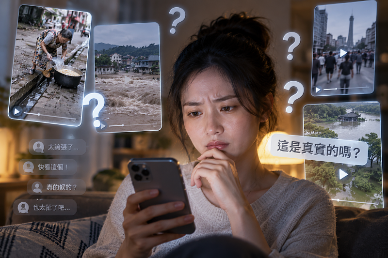 AI生成影片愈來愈接近一般人熟悉的「隨手拍」與社群短影片畫面,單看影像已不一定能判斷事件真假。面對來源不明、情緒張力高的影片,先確認發布來源與事件時間線,往往比只看畫面更重要。