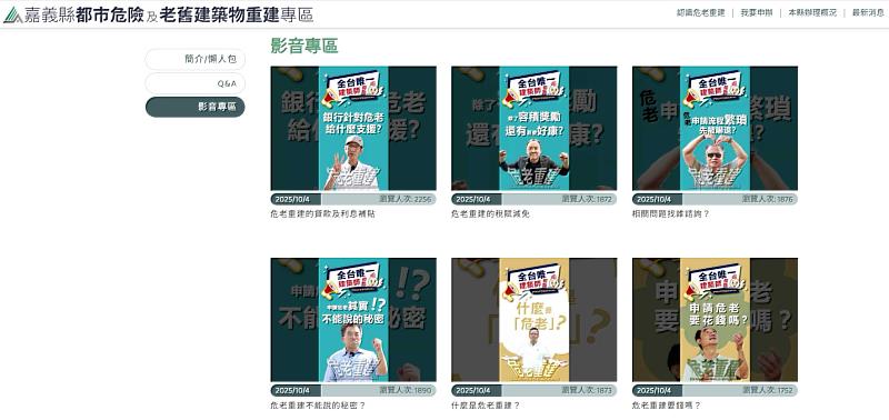 嘉義縣推動危老重建 嘉義縣建築師公會推出YouTube宣傳短影音
