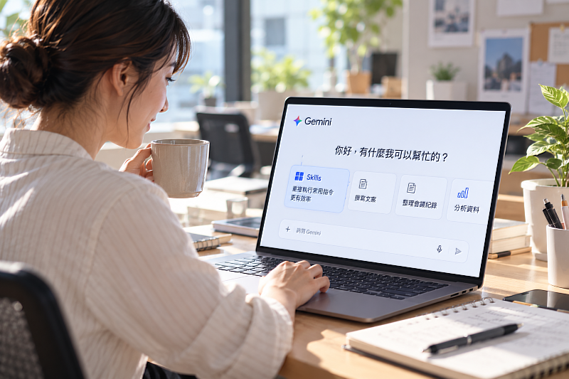 Gemini推出Skills功能,讓使用者可以把常用的指令、格式與參考資料先保存下來,之後遇到相似工作時直接重複使用。對經常要整理會議紀錄、撰寫固定格式文案或處理重複資料的上班族來說,AI的下一步不只是「怎麼問得更好」,而是把常做的工作整理成可以重複執行的流程。