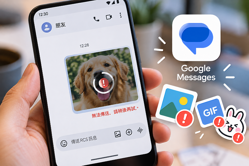 近期部分Android使用者遇到Google Messages文字可以正常傳送，但照片、GIF、貼圖等RCS內容卻卡住送不出去的情況。Google已確認相關問題並陸續推出修正，如果最近剛好碰到類似狀況，可以先確認Messages是否更新到最新版，不一定是網路或手機本身出了問題。